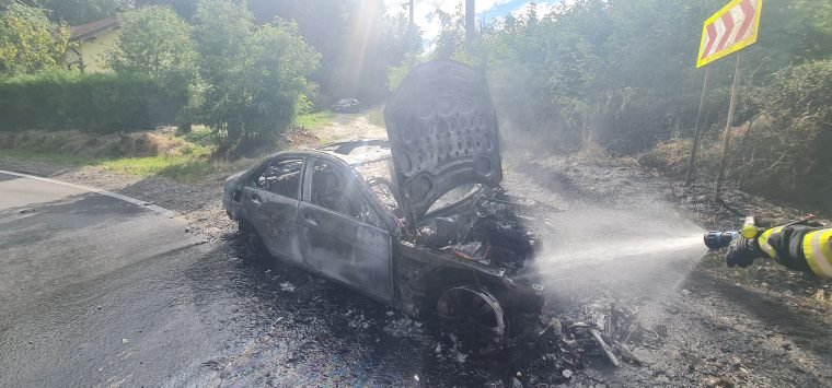 O masina a ars in Arges la Ciofrangeni