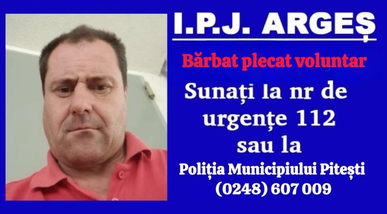 Barbat disparut din Bascov de cateva zile