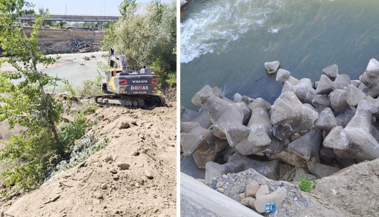 Lucrari la podul din Topoloveni peste Arges