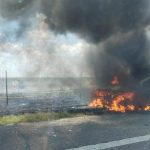 incendiu pe a1 pitesti bucuresti masina mistuita de flacari