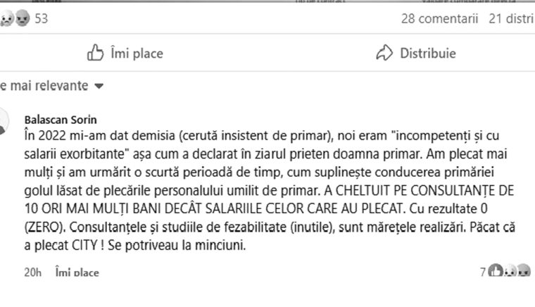 Reactia unui fost angajat al Primariei Campulung Consultantele nau adus rezultate
