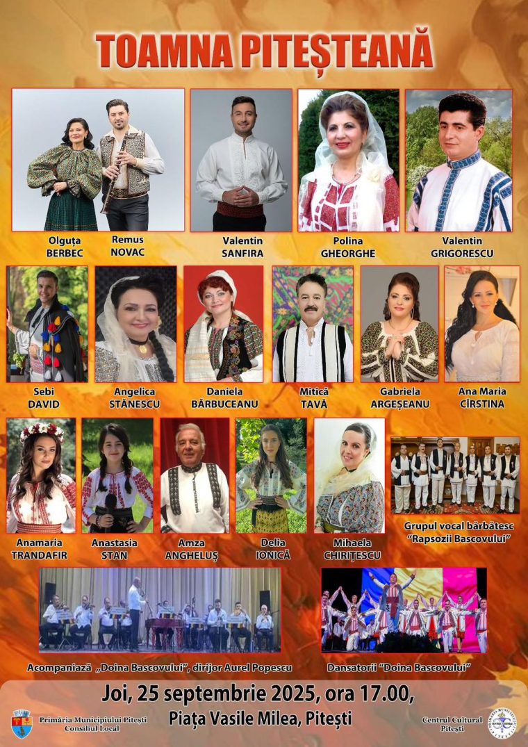 Spectacol folcloric la deschiderea Toamnei Pitestene