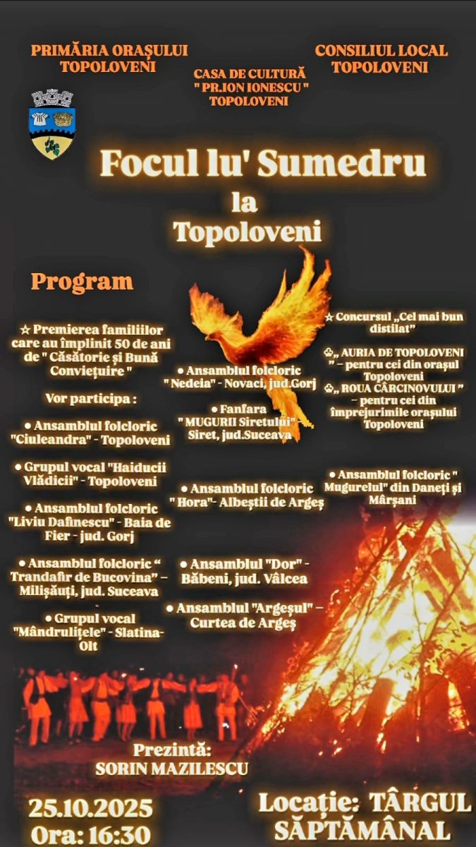 Focul lui Sumedru la Topoloveni Programul complet