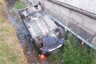 Rucar Masina rasturnata in canal o victima spitalizata