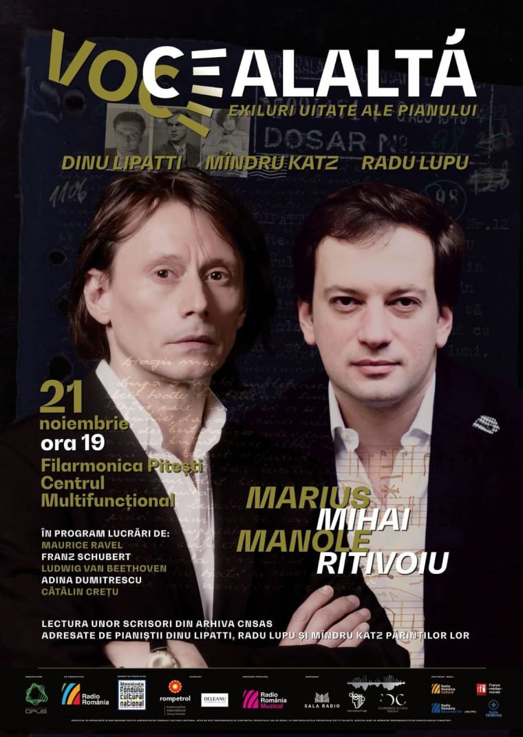 Actorul Marius Manole si pianistul Mihai Ritivoiu la Filarmonica Pitesti