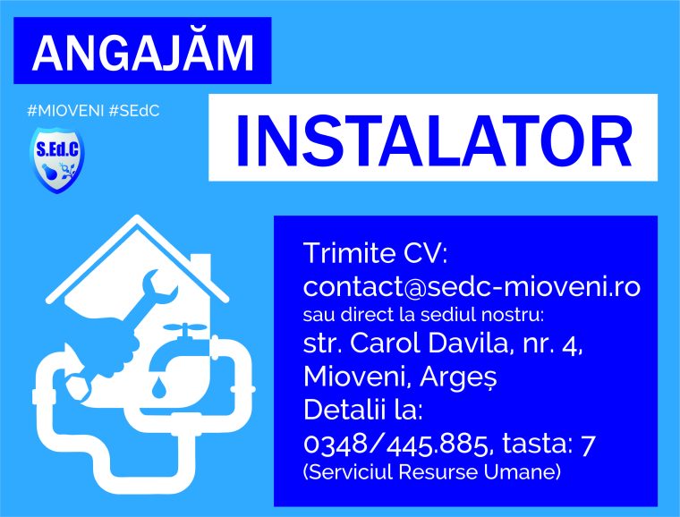 SEdC Mioveni cauta instalatori pentru angajare