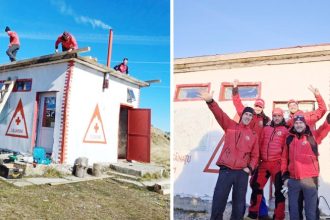 Vandalii au incendiat acoperisul refugiului salvamontistii l au refacut