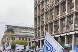 Video Peste 500 de sindicalisti Dacia protesteaza in Bucuresti