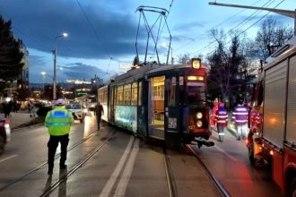 Tramvai deraiat in centrul Iasului dupa accident