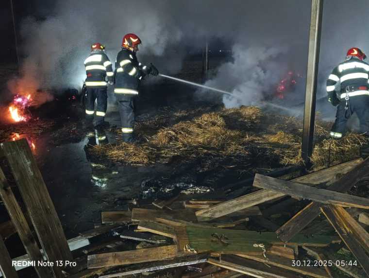 Video Incendiul a distrus o hala din Buzoaesti