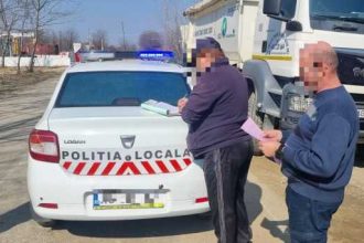 Constructor sancionat la Piteti pentru poluarea drumului public cu noroi