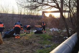 Pitesti Politistii locali au contribuit la curatirea unei zone inundate de deseuri