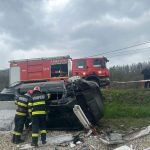 Accident in Arges la Davidest Vehicul rasturnat