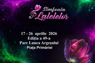 Simfonia Lalelelor Parada florilor proiectii pe cladirea Primariei si spectacole in Lunca Argesului