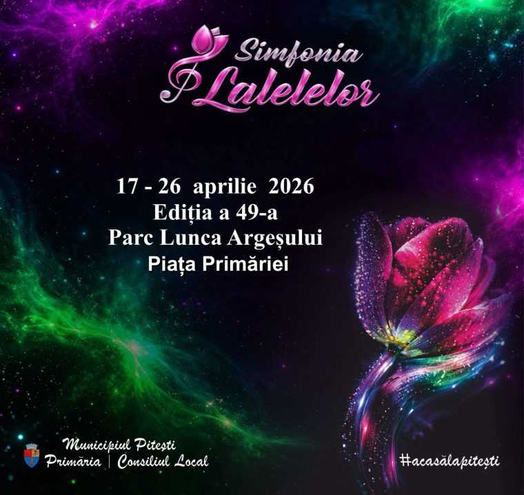 Simfonia Lalelelor Parada florilor proiectii pe cladirea Primariei si spectacole in Lunca Argesului