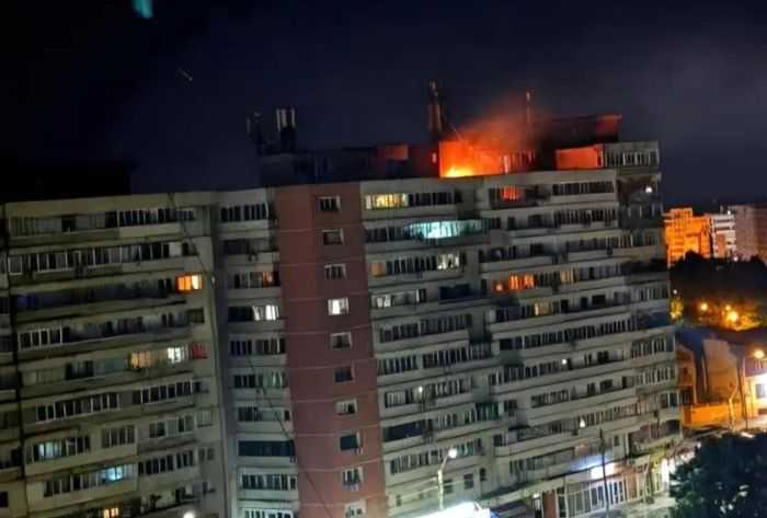 Panica in Galati dupa ce o drona a lovit un bloc explozie puternica si incendiu la etajul 10
