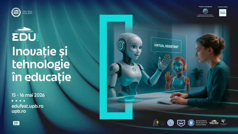 Profesorii din Romania confruntandu se cu inteligenta artificiala Programul EDUFEST 2026 Centrul Universitar Pitesti