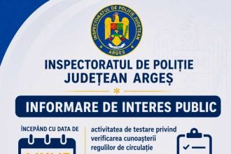 Anunt din partea Politiei Arges referitor la testarea pentru permisile auto