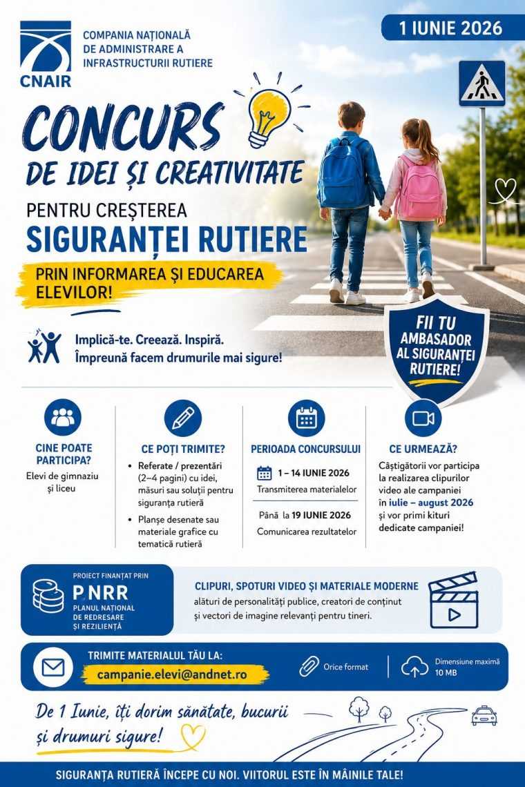 CNAIR organizeaza un concurs pentru elevii de gimnaziu si liceu