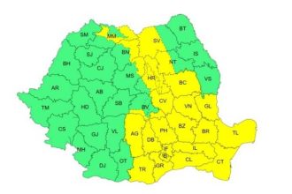 Cod galben de furtuni ploi si grindina in majoritatea tarii