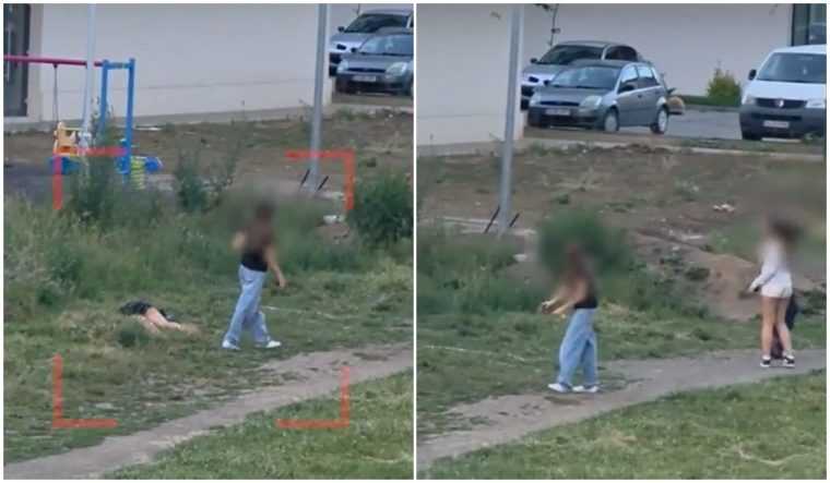 Imagini care au generat ingrijorare pe internet O adolescenta s a prabusit pe strada iar prietenele ei au plecat fara sa ceara ajutor