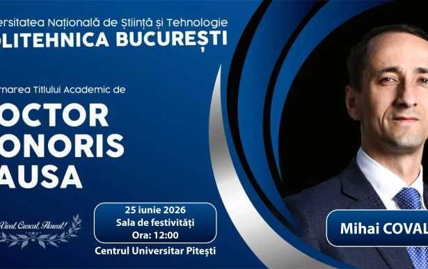 Mihai Covaliu va fi distins cu titlul de Doctor Honoris Causa la Pitesti