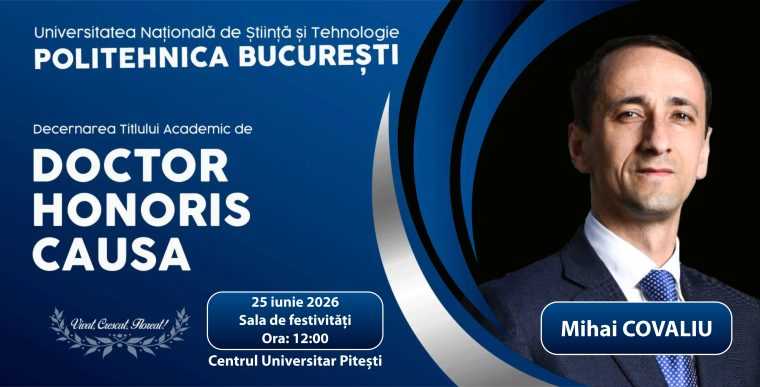 Mihai Covaliu va fi distins cu titlul de Doctor Honoris Causa la Pitesti