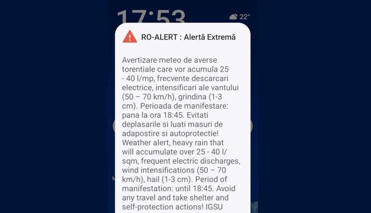 RO Alert post eveniment la Campulung