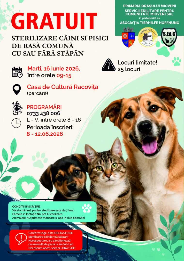 campanie de sterilizare gratuita in mioveni
