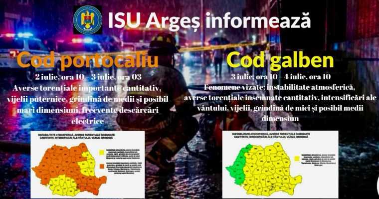 Avertizari meteorologice de tip Cod galben si Cod portocaliu