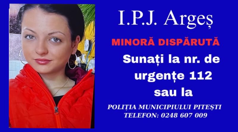 Minora din Arges data in urmariere de Politzie A plecat noaptea de acasa