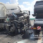 Accident cu trei camioane pe Drumul Expres la Oarja